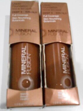 2 Mineral Fusion Liquid Foundation Deep 5 Walnut Matte Vegan Gluten Free-1 oz ea